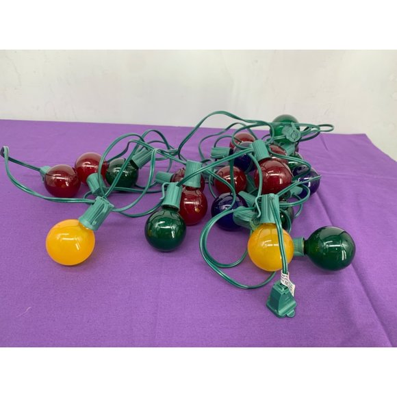 MCM Blow Mold Christmas Lights Blue, Red Green, and Gold 2 Inch Bulbs - Picture 1 of 6